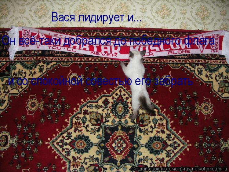 Вася лидирует и... Он всё-таки добрался до победного флага и со спокойной совестью его забрать... Котоматрица: Вася лидирует и... Он всё-таки добрался до победного флага и со спокойной совестью его забрать