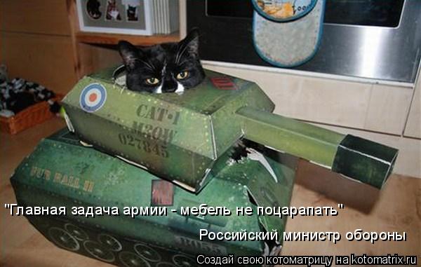 "Главная задача армии - мебель не поцарапать" Российский министр обороны... Котоматрица: "Главная задача армии - мебель не поцарапать" Российский министр обороны