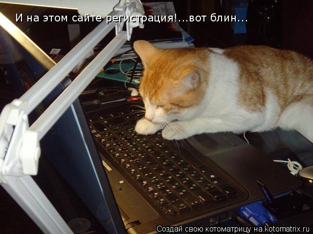 И на этом сайте регистрация!...вот блин...... Котоматрица: И на этом сайте регистрация!...вот блин...