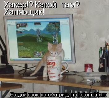 Хакер!? Какой там? Халявщик!... Котоматрица: Хакер!? Какой там? Халявщик!