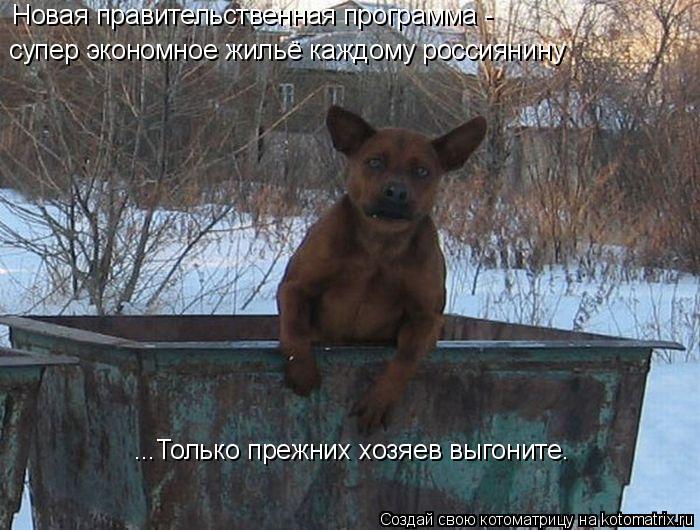 Котоматрица: Новая правительственная программа -  супер экономное жильё каждому россиянину ...Только прежних хозяев выгоните.