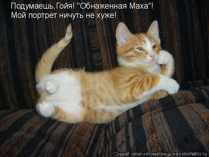 Котоматрица: Подумаешь,Гойя! "Обнаженная Маха"! Мой портрет ничуть не хуже!