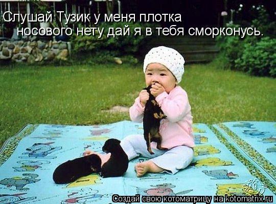 Слушай Тузик у меня плотка носового нету дай я в тебя сморконусь.... Котоматрица: Слушай Тузик у меня плотка носового нету дай я в тебя сморконусь.