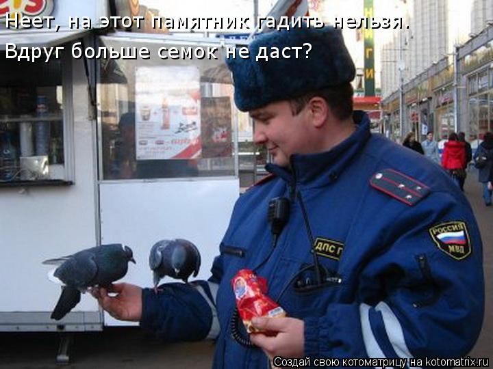 Вдруг больше семок не даст? Неет, на этот памятник гадить нельзя.... Котоматрица: Вдруг больше семок не даст? Неет, на этот памятник гадить нельзя.