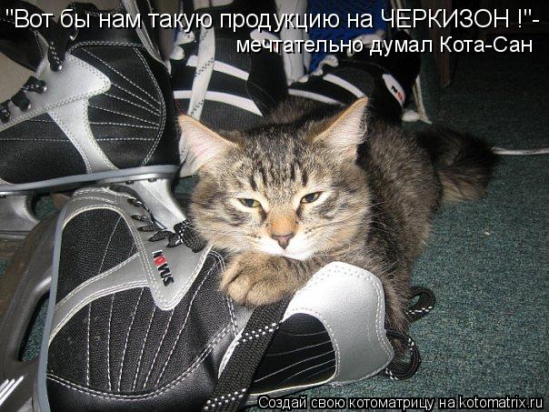 "Вот бы нам такую продукцию на ЧЕРКИЗОН !"- мечтательно думал Кота-Сан... Котоматрица: "Вот бы нам такую продукцию на ЧЕРКИЗОН !"- мечтательно думал Кота-Сан