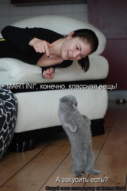 -"MARTINI", конечно, классная вещь! А закусить есть?... Котоматрица: -"MARTINI", конечно, классная вещь! А закусить есть?