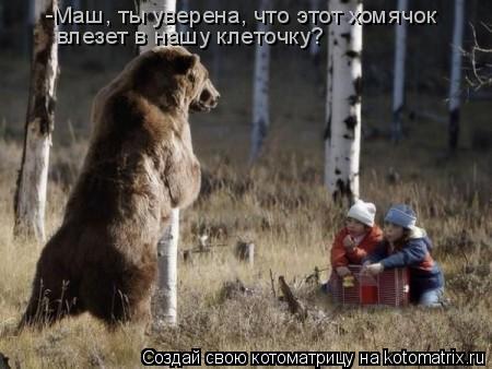 -Маш, ты уверена, что этот хомячок влезет в нашу клеточку?... Котоматрица: -Маш, ты уверена, что этот хомячок влезет в нашу клеточку?