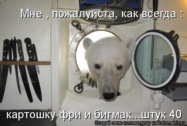 Мне , пожалуйста, как всегда : картошку фри и бигмак...штук 40... Котоматрица: Мне , пожалуйста, как всегда : картошку фри и бигмак...штук 40