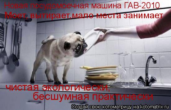 Котоматрица: Новая посудомоечная машина ГАВ-2010.  чистая экологически, бесшумная практически Моет, вытирает,мало места занимает