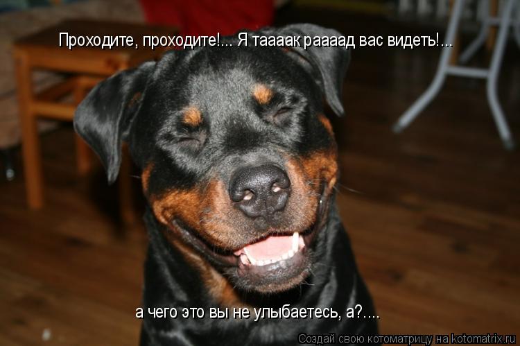 Котоматрица: Проходите, проходите!... Я таааак раааад вас видеть!... а чего это вы не улыбаетесь, а?....