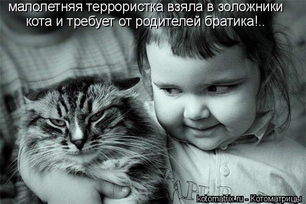 малолетняя террористка взяла в золожники кота и требует от родителей братика!..... Котоматрица: малолетняя террористка взяла в золожники кота и требует от родителей братика!..