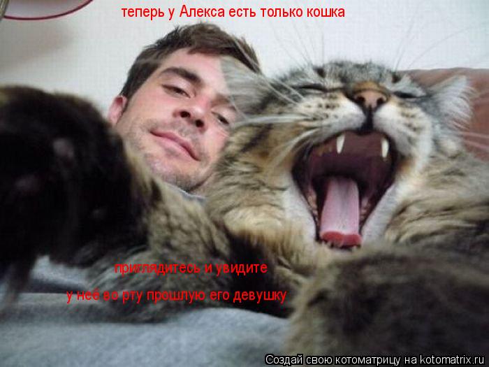 теперь у Алекса есть только кошка приглядитесь и увидите у неё во рту прошлую его девушку... Котоматрица: теперь у Алекса есть только кошка приглядитесь и увидите у неё во рту прошлую его девушку