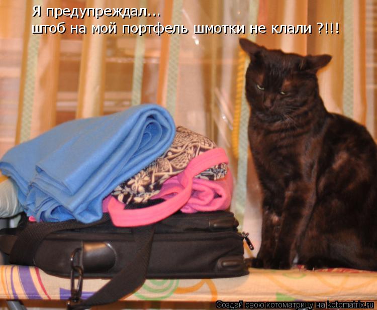 штоб на мой портфель шмотки не клали ?!!! Я предупреждал...... Котоматрица: штоб на мой портфель шмотки не клали ?!!! Я предупреждал...