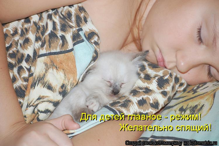 Для детей главное - режим! Желательно спящий!... Котоматрица: Для детей главное - режим! Желательно спящий!