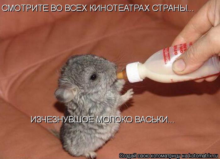 СМОТРИТЕ ВО ВСЕХ КИНОТЕАТРАХ СТРАНЫ... ИЗЧЕЗНУВШОЕ МОЛОКО ВАСЬКИ...... Котоматрица: СМОТРИТЕ ВО ВСЕХ КИНОТЕАТРАХ СТРАНЫ... ИЗЧЕЗНУВШОЕ МОЛОКО ВАСЬКИ...