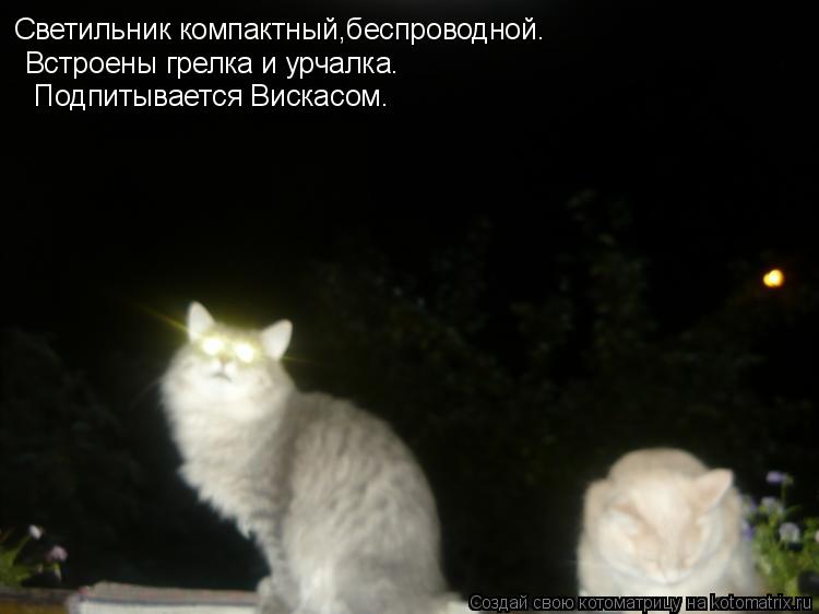 Cветильник компактный,беспроводной. Встроены грелка и урчалка. Подпитывается Вискасом.... Котоматрица: Cветильник компактный,беспроводной. Встроены грелка и урчалка. Подпитывается Вискасом.