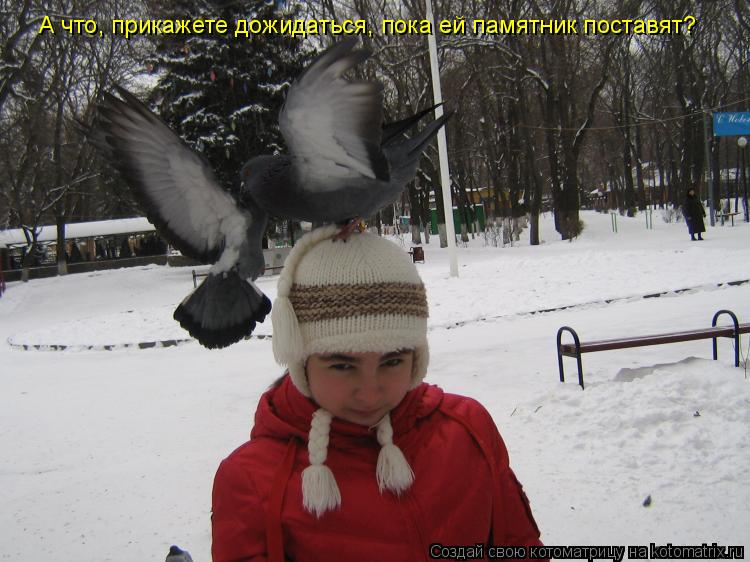 А что, прикажете дожидаться, пока ей памятник поставят?... Котоматрица: А что, прикажете дожидаться, пока ей памятник поставят?