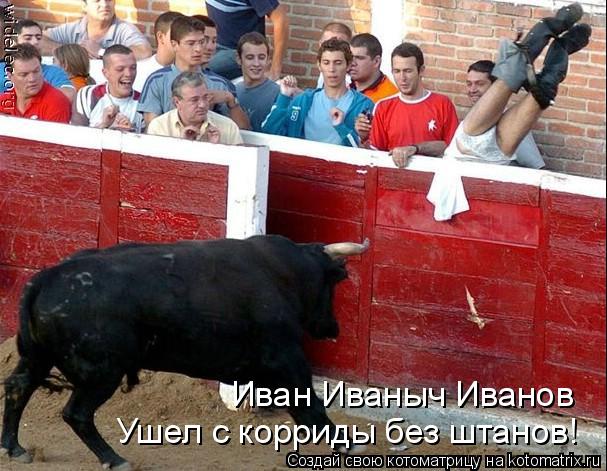 Иван Иваныч Иванов Ушел с корриды без штанов!... Котоматрица: Иван Иваныч Иванов Ушел с корриды без штанов!