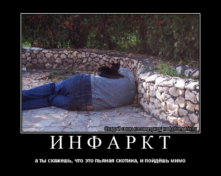 ИНФАРКТ а ты скажешь, что это пьяная скотина, и пойдёшь мимо... Котоматрица: ИНФАРКТ а ты скажешь, что это пьяная скотина, и пойдёшь мимо