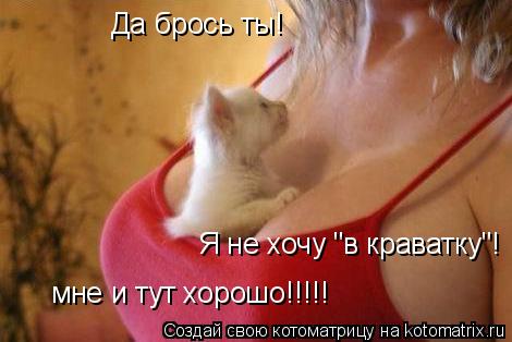 Да брось ты! Я не хочу "в краватку"! мне и тут хорошо!!!!!... Котоматрица: Да брось ты! Я не хочу "в краватку"! мне и тут хорошо!!!!!