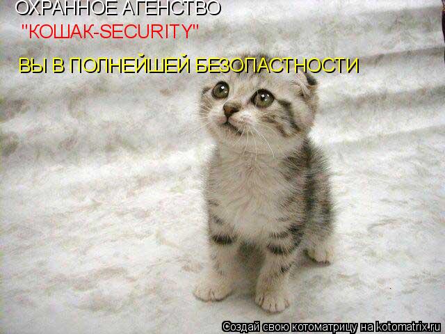 Котоматрица: ОХРАННОЕ АГЕНСТВО ВЫ В ПОЛНЕЙШЕЙ БЕЗОПАСТНОСТИ 'КОШАК-SECURITY'