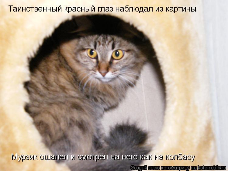 Таинственный красный глаз наблюдал из картины Мурзик ошалел и смотрел на него как на колбасу... Котоматрица: Таинственный красный глаз наблюдал из картины Мурзик ошалел и смотрел на него как на колбасу