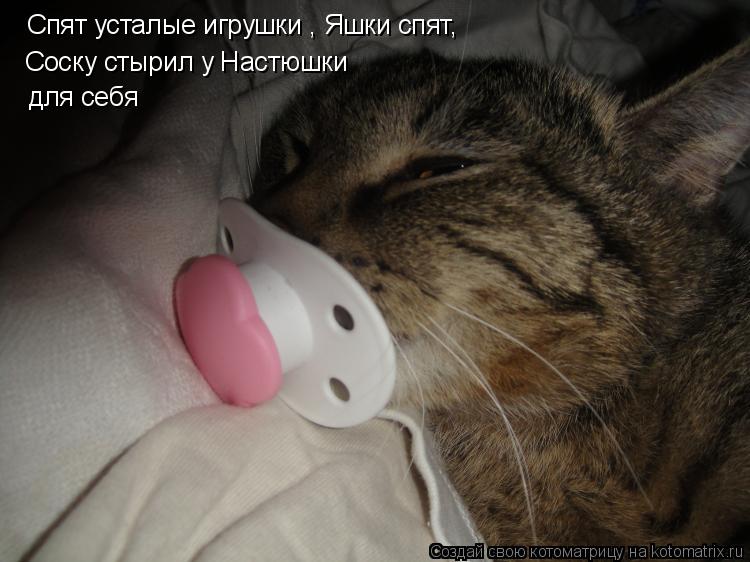 Спят усталые игрушки , Яшки спят, Соску стырил у Настюшки для себя... Котоматрица: Спят усталые игрушки , Яшки спят, Соску стырил у Настюшки для себя