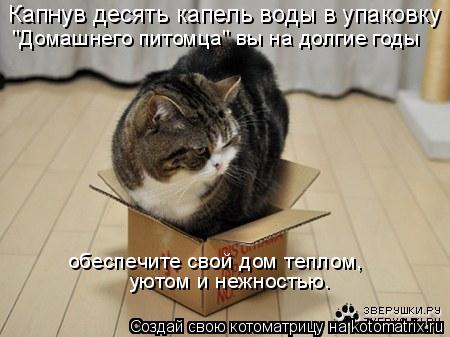 Капнув десять капель воды в упаковку "Домашнего питомца" вы на долгие годы обеспечите свой дом тепл... Котоматрица: Капнув десять капель воды в упаковку "Домашнего питомца" вы на долгие годы обеспечите свой дом теплом, уютом и нежностью.