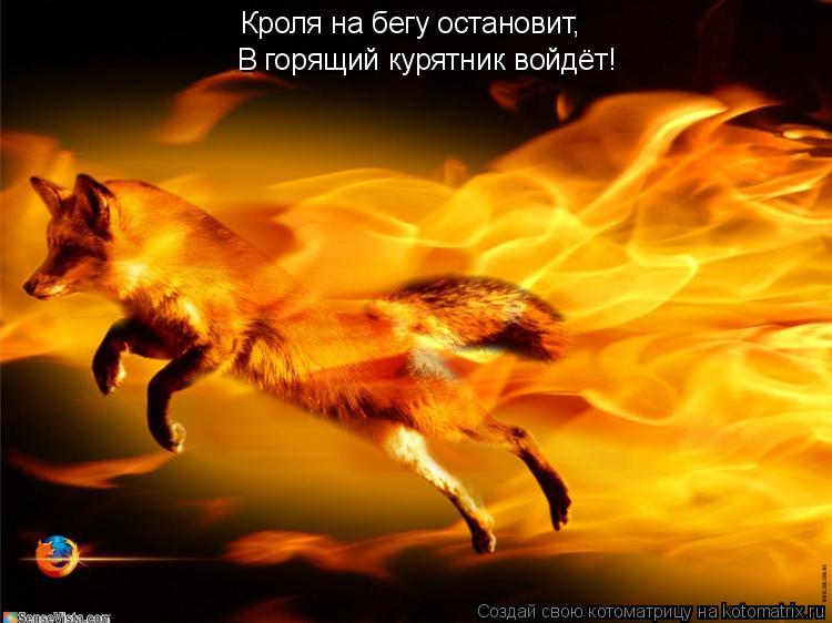Кроля на бегу остановит, В горящий курятник войдёт!... Котоматрица: Кроля на бегу остановит, В горящий курятник войдёт!