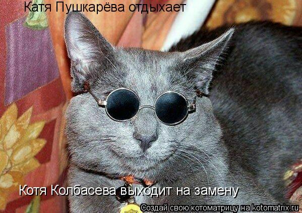 Катя Пушкарёва отдыхает Котя Колбасева выходит на замену... Котоматрица: Катя Пушкарёва отдыхает Котя Колбасева выходит на замену