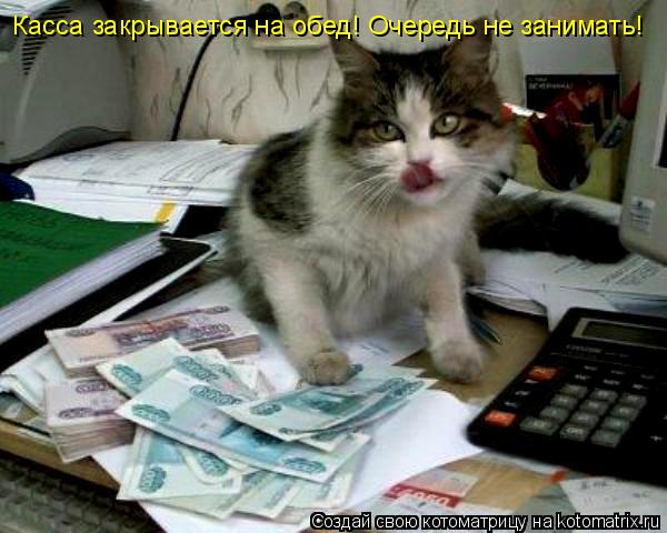 Касса закрывается на обед! Очередь не занимать!... Котоматрица: Касса закрывается на обед! Очередь не занимать!
