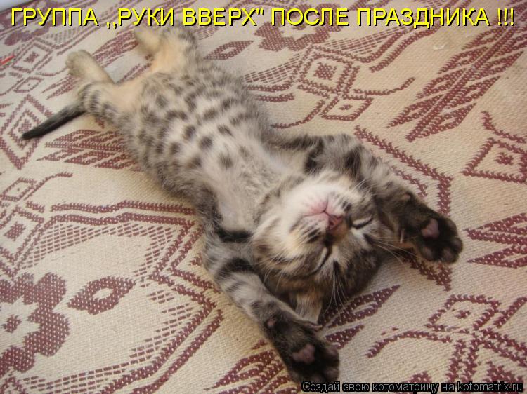 ГРУППА ,,РУКИ ВВЕРХ" ПОСЛЕ ПРАЗДНИКА !!!... Котоматрица: ГРУППА ,,РУКИ ВВЕРХ" ПОСЛЕ ПРАЗДНИКА !!!