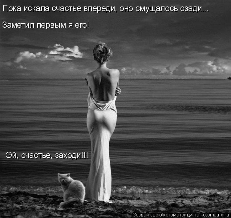 Пока искала счастье впереди, оно смущалось сзади... Заметил первым я его! Эй, счастье, заходи!!!... Котоматрица: Пока искала счастье впереди, оно смущалось сзади... Заметил первым я его! Эй, счастье, заходи!!!