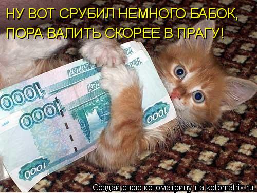 Котоматрица: НУ ВОТ СРУБИЛ НЕМНОГО БАБОК, ПОРА ВАЛИТЬ СКОРЕЕ В ПРАГУ!