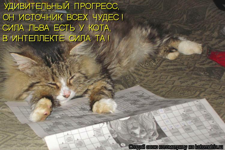 УДИВИТЕЛЬНЫЙ ПРОГРЕСС, ОН ИСТОЧНИК ВСЕХ ЧУДЕС ! СИЛА ЛЬВА ЕСТЬ У КОТА, В ИНТЕЛЛЕКТЕ СИЛА Т... Котоматрица: УДИВИТЕЛЬНЫЙ ПРОГРЕСС, ОН ИСТОЧНИК ВСЕХ ЧУДЕС ! СИЛА ЛЬВА ЕСТЬ У КОТА, В ИНТЕЛЛЕКТЕ СИЛА ТА !