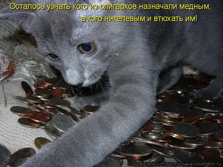 Осталось узнать кого из олигархов назначали медным, а кого никелевым,и втюхать им!... Котоматрица: Осталось узнать кого из олигархов назначали медным, а кого никелевым,и втюхать им!