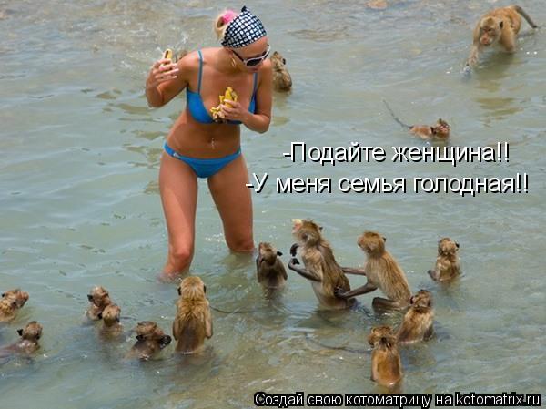 -Подайте женщина!! -У меня семья голодная!!... Котоматрица: -Подайте женщина!! -У меня семья голодная!!