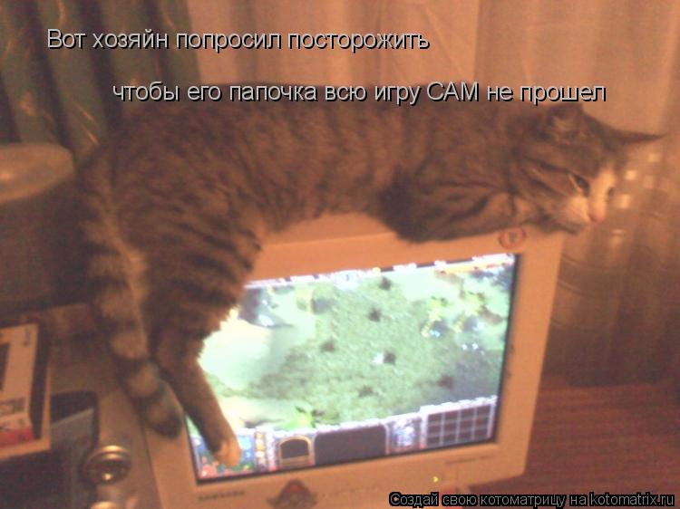 Вот хозяйн попросил посторожить чтобы его папочка всю игру САМ не прошел... Котоматрица: Вот хозяйн попросил посторожить чтобы его папочка всю игру САМ не прошел