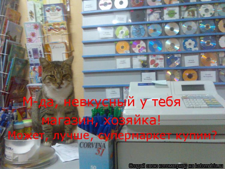 М-да, невкусный у тебя магазин, хозяйка! Может, лучше, супермаркет купим?... Котоматрица: М-да, невкусный у тебя магазин, хозяйка! Может, лучше, супермаркет купим?