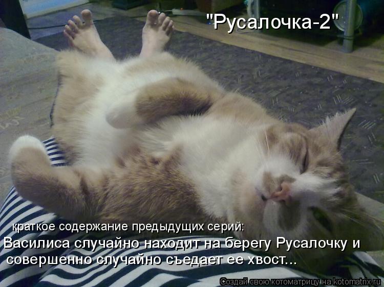 "Русалочка-2" краткое содержание предыдущих серий: совершенно случайно съедает ее хвост... Василиса с... Котоматрица: "Русалочка-2" краткое содержание предыдущих серий: совершенно случайно съедает ее хвост... Василиса случайно находит на берегу Русалочку и