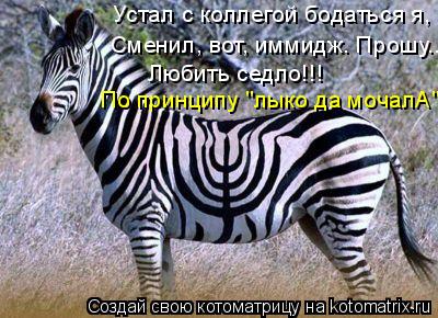Устал с коллегой бодаться я, Сменил, вот, иммидж. Прошу... Любить седло!!! По принципу "лыко да мочал... Котоматрица: Устал с коллегой бодаться я, Сменил, вот, иммидж. Прошу... Любить седло!!! По принципу "лыко да мочалА".
