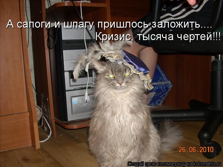 А сапоги и шпагу пришлось заложить.... Кризис, тысяча чертей!!!... Котоматрица: А сапоги и шпагу пришлось заложить.... Кризис, тысяча чертей!!!