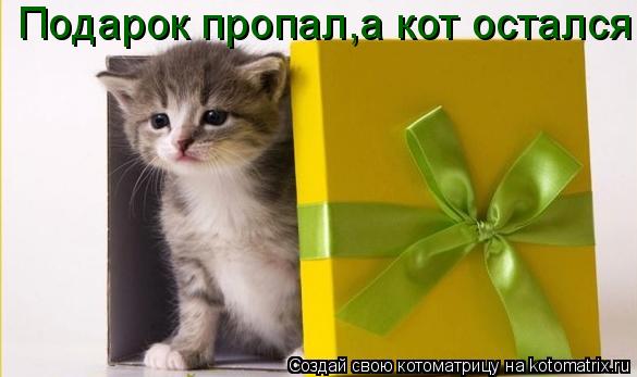 Подарок пропал,а кот остался Подарок пропал,а Подарок пропал,а кот остался... Котоматрица: Подарок пропал,а кот остался Подарок пропал,а Подарок пропал,а кот остался