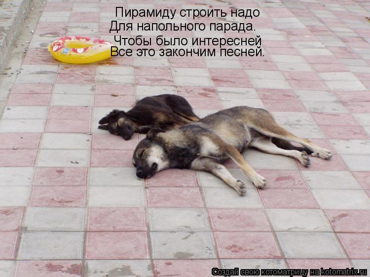 Пирамиду строить надо Чтобы было интересней Все это закончим песней. Для напольного парада.... Котоматрица: Пирамиду строить надо Чтобы было интересней Все это закончим песней. Для напольного парада.