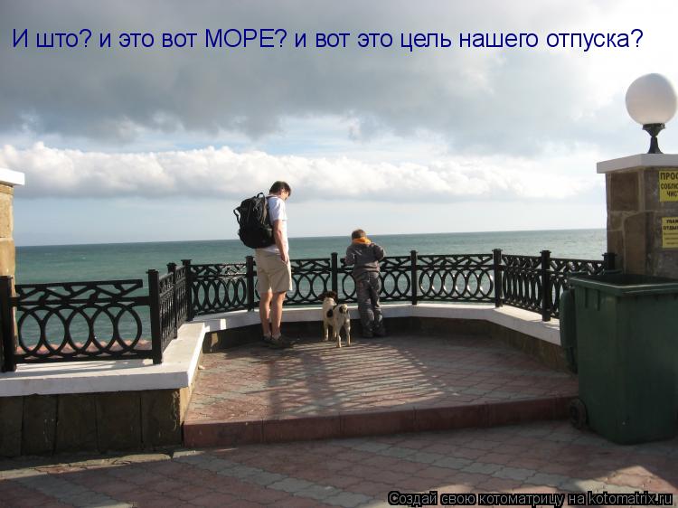 И што? и вот это цель нашего отпуска? И што? и это вот МОРЕ? и вот это цель нашего отпуска? И што? и ... Котоматрица: И што? и вот это цель нашего отпуска? И што? и это вот МОРЕ? и вот это цель нашего отпуска? И што? и это вот МОРЕ? и вот это цель нашего отпуска?