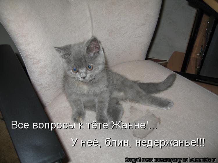 Все вопросы к тёте Жанне!... У неё, блин, недержанье!!!... Котоматрица: Все вопросы к тёте Жанне!... У неё, блин, недержанье!!!