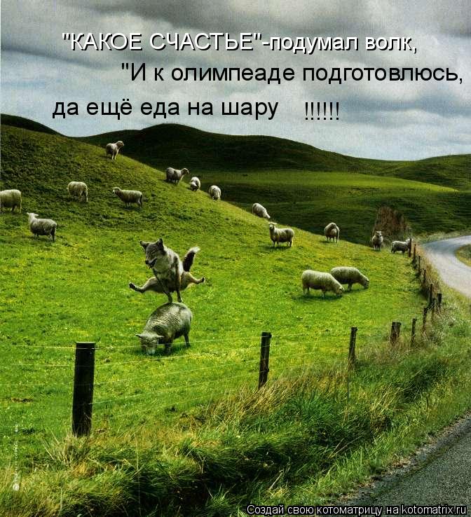"КАКОЕ СЧАСТЬЕ"-подумал волк, "И к олимпеаде подготовлюсь, да ещё еда на шару !!!!!!... Котоматрица: "КАКОЕ СЧАСТЬЕ"-подумал волк, "И к олимпеаде подготовлюсь, да ещё еда на шару !!!!!!
