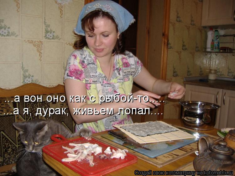 ...а я, дурак, живьем лопал.... ...а вон оно как с рыбой-то........ Котоматрица: ...а я, дурак, живьем лопал.... ...а вон оно как с рыбой-то.....