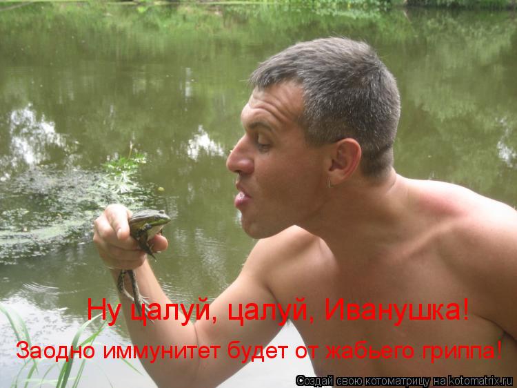 Ну цалуй, цалуй, Иванушка! Заодно иммунитет будет от жабьего гриппа!... Котоматрица: Ну цалуй, цалуй, Иванушка! Заодно иммунитет будет от жабьего гриппа!