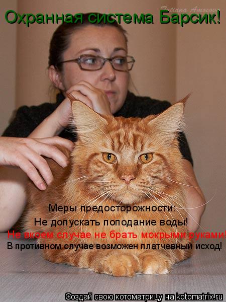 Охранная система Барсик! Меры предосторожности: В противном случае возможен платчевный исход! Не допу... Котоматрица: Охранная система Барсик! Меры предосторожности: В противном случае возможен платчевный исход! Не допускать поподание воды! Не вкоем случае